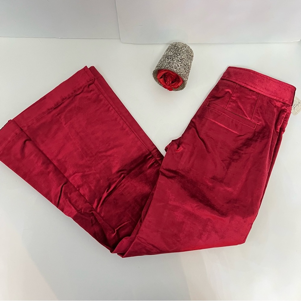 Free People Walk With You Velvet Trousers In Cherry Juice Color- New With Tag - Picture 2 of 13
